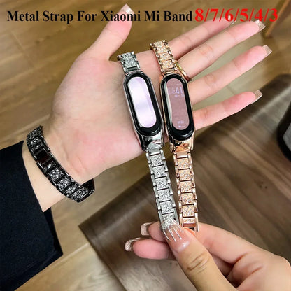 Bracelet en métal diamant pour Xiaomi Mi Band 3-8